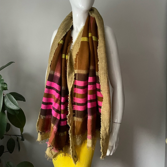 Pink and Brown Striped Scarf - Picture 6 of 6
